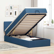 Struttura Letto Pouf con Materasso Blu 80x200 cm in Tessuto 3312269