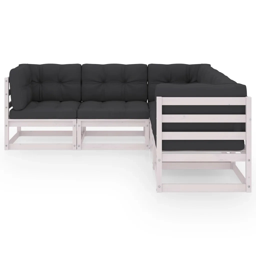 Set Divani da Giardino 5 pz con Cuscini Legno Massello di Pino 3076545