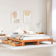 Giroletto senza Materasso Marrone Cera 200x200 cm Legno di Pino