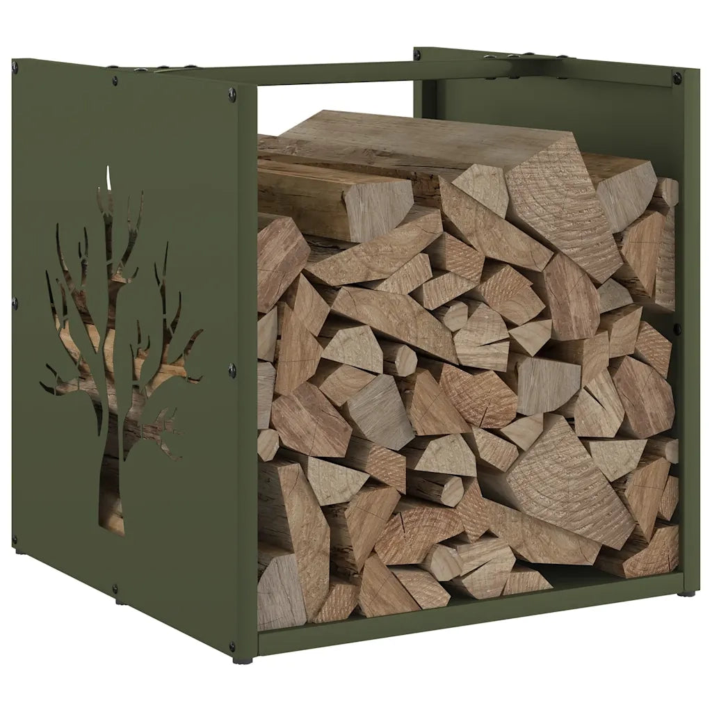 Rastrelliera per Legna da Ardere Verde Oliva 40x40x40 cm 864246