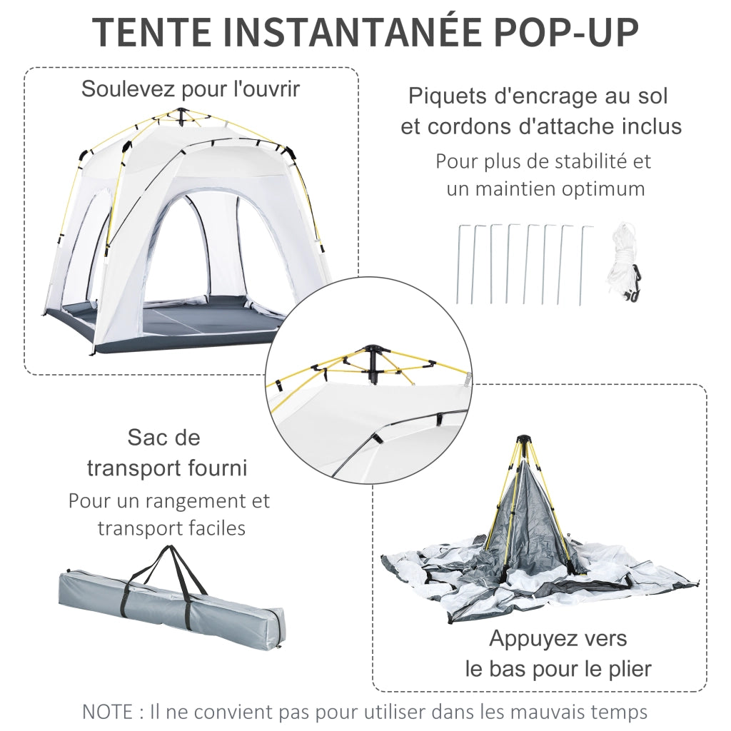Tenda da Camping 4 Persone ¨C zephmum ¨C Grigio 200x200x150 cm