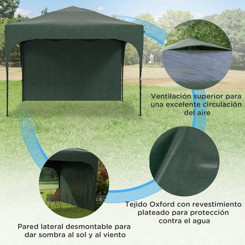 Gazebo da Giardino 3x3 m ¨C zephmum ¨C Verde, Impermeabile, 4 Sacchi Sabbia, Borsa Trasporto