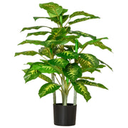 Pianta artificiale, pianta in plastica, vaso in cemento, per interni ed esterni, 95 cm, verde