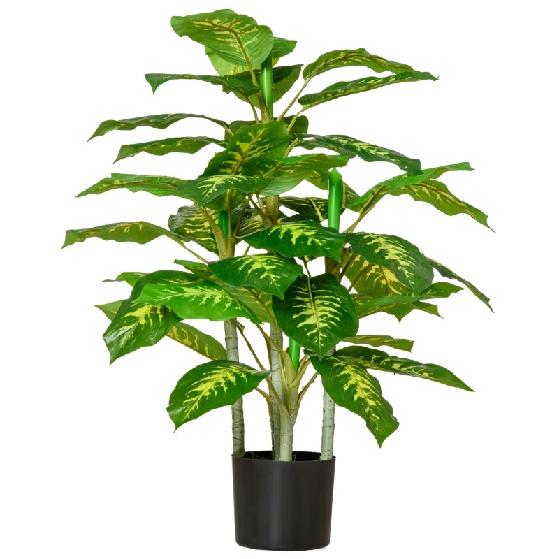 Pianta artificiale, pianta in plastica, vaso in cemento, per interni ed esterni, 95 cm, verde