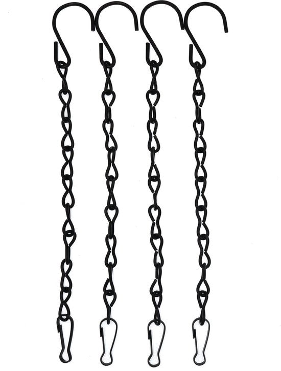 Set di 2 catenelle metalliche, catenelle metalliche con ganci, catenella per vaso, porta piante, per vasi di fiori, per uccellini, per gong, per lanterne, nero, 50 cm