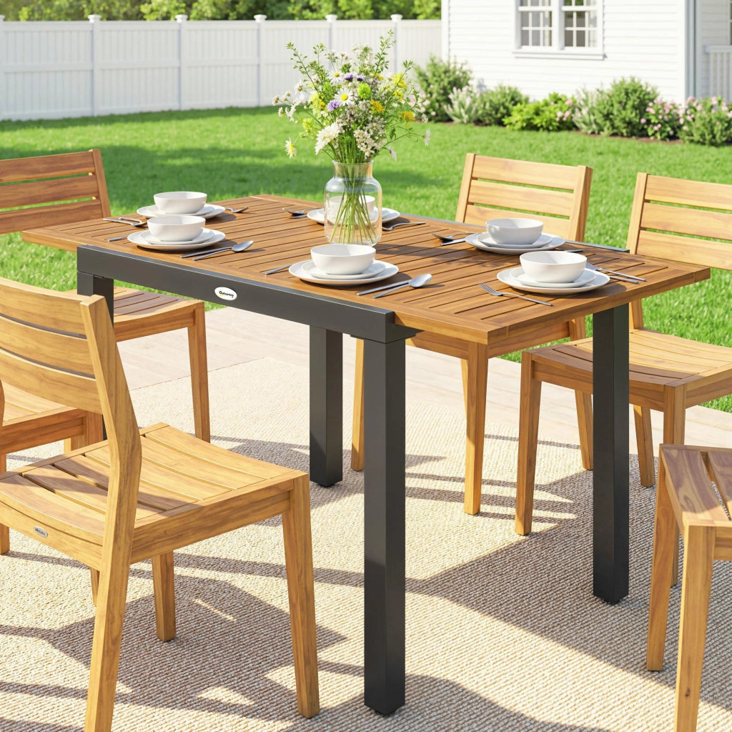 Tavolo da Giardino Estensibile ¨C zephmum ¨C Legno di Acacia e Acciaio 120/80x70 cm