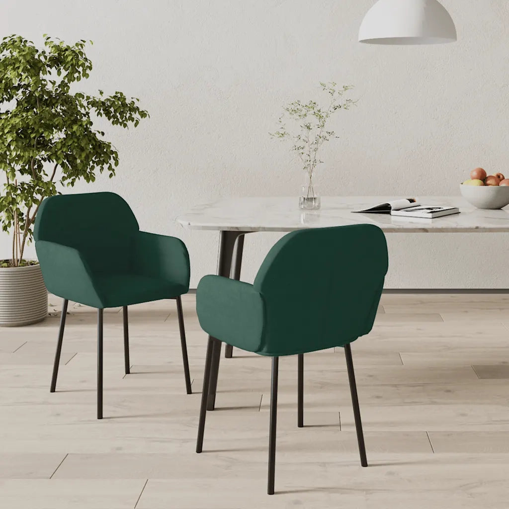 Sedie da Pranzo 2 pz Verde Scuro in Velluto cod mxl 16908