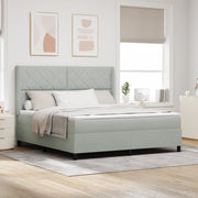 Letto Box Spring con Materasso e Luce LED Grigio Chiaro 180x200 cm Velluto
