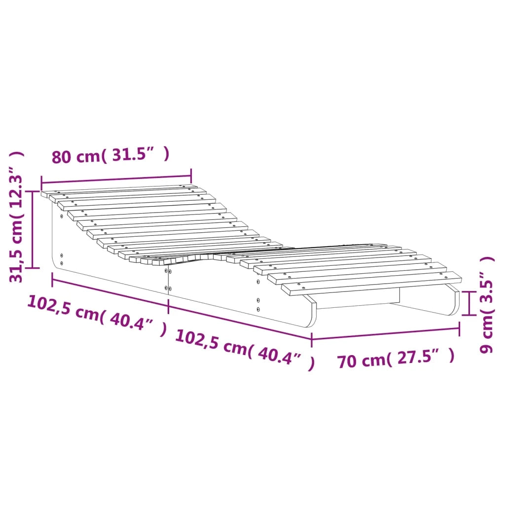 Lettino Prendisole 205x80x31,5 cm in Legno Massello di Pino 832584