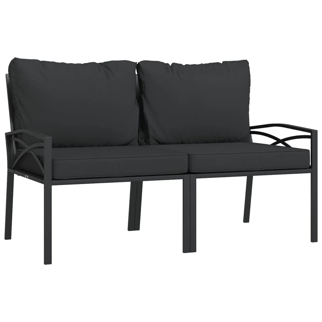 Set di mobili da giardino mobili da esterno 7 pezzi con cuscini acciaio grigio bambù 02_0017181