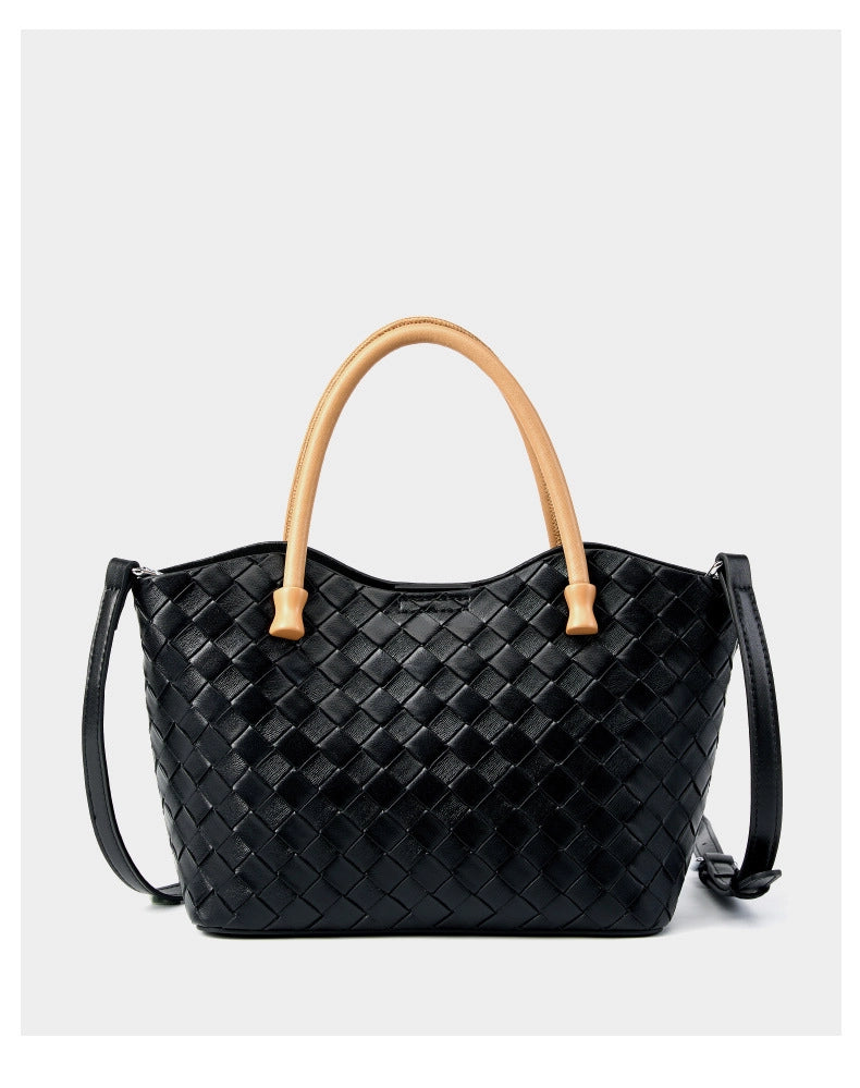 Borsa a mano da donna in vera pelle, borsa a tracolla nera.