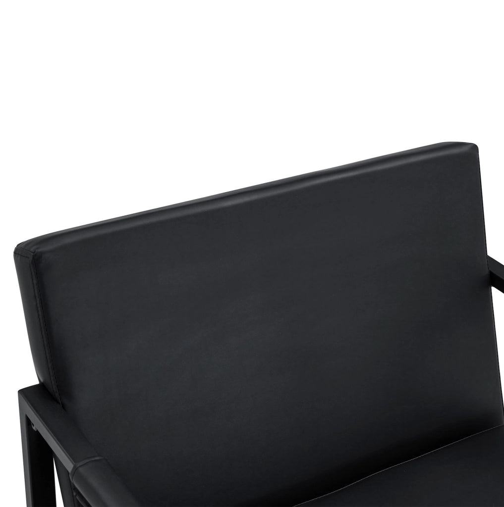 Poltrona da lettura 68,6x75,5x75,2 cm nera, braccioli integrati, metallo e PU,