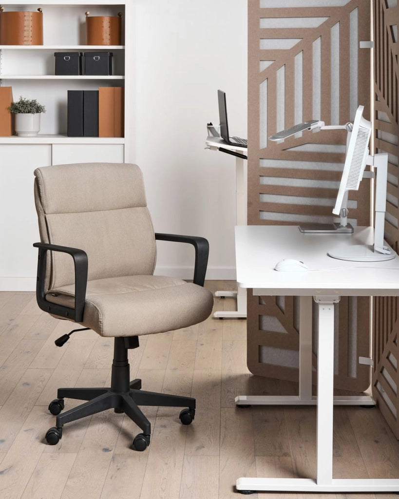 Sedia da ufficio in tessuto imbottito beige Regolazione dell'altezza del sedile