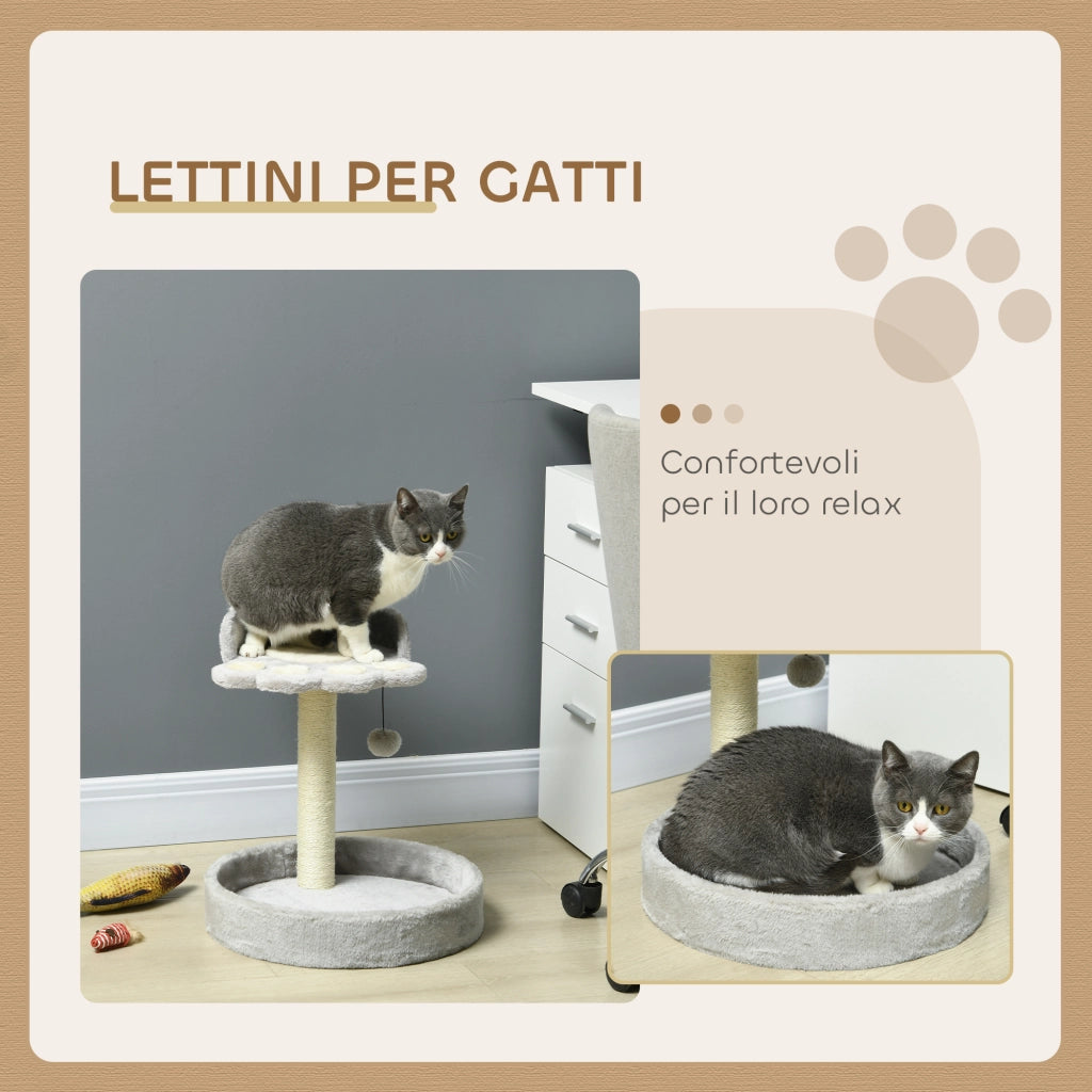 Lettino per Gatti con Tiragraffi ¨C zephmum ¨C Grigio Chiaro 41x41x44 cm