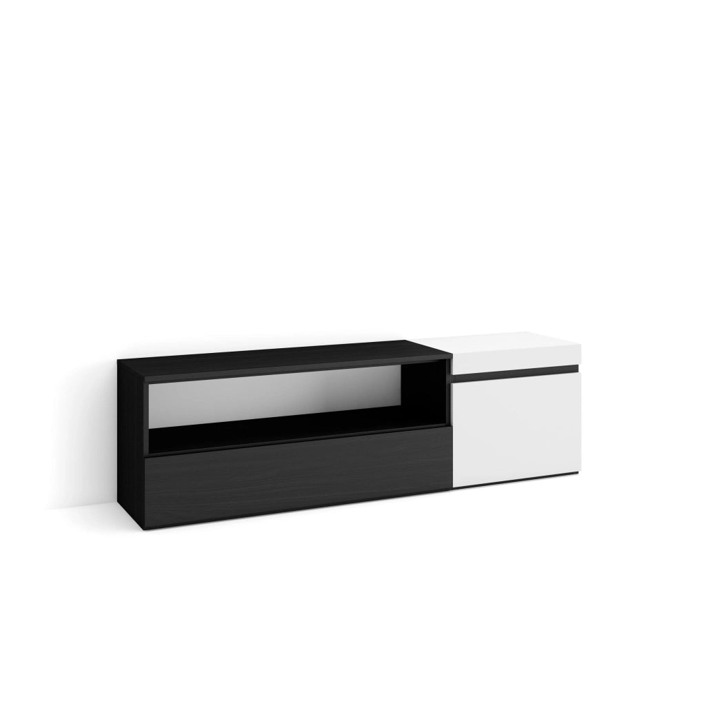 Mobile TV Soggiorno, 150x35x45cm, Per TV fino a 65", Mobile Soggiorno, Bianco e nero RF2439