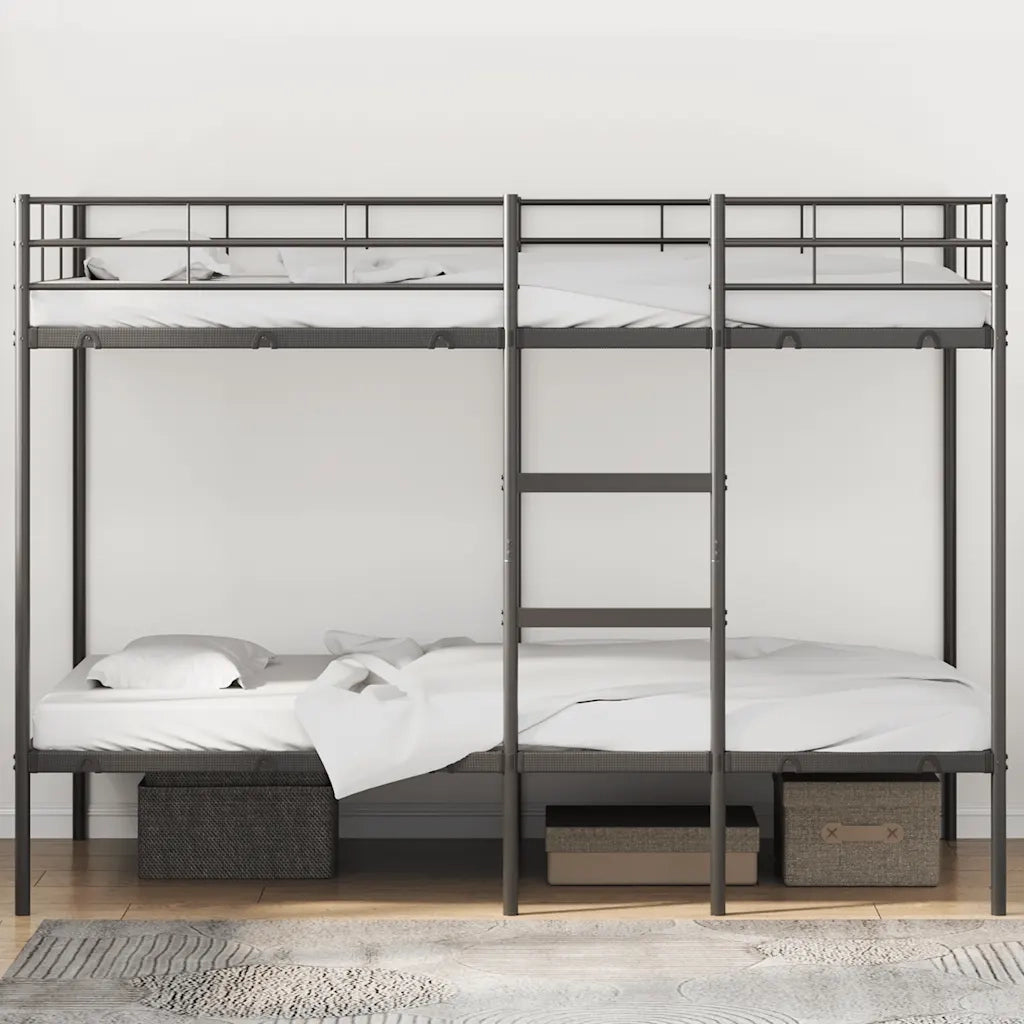 Letto a Castello senza Materasso Nero 107x203 cm in Acciaio 42000325