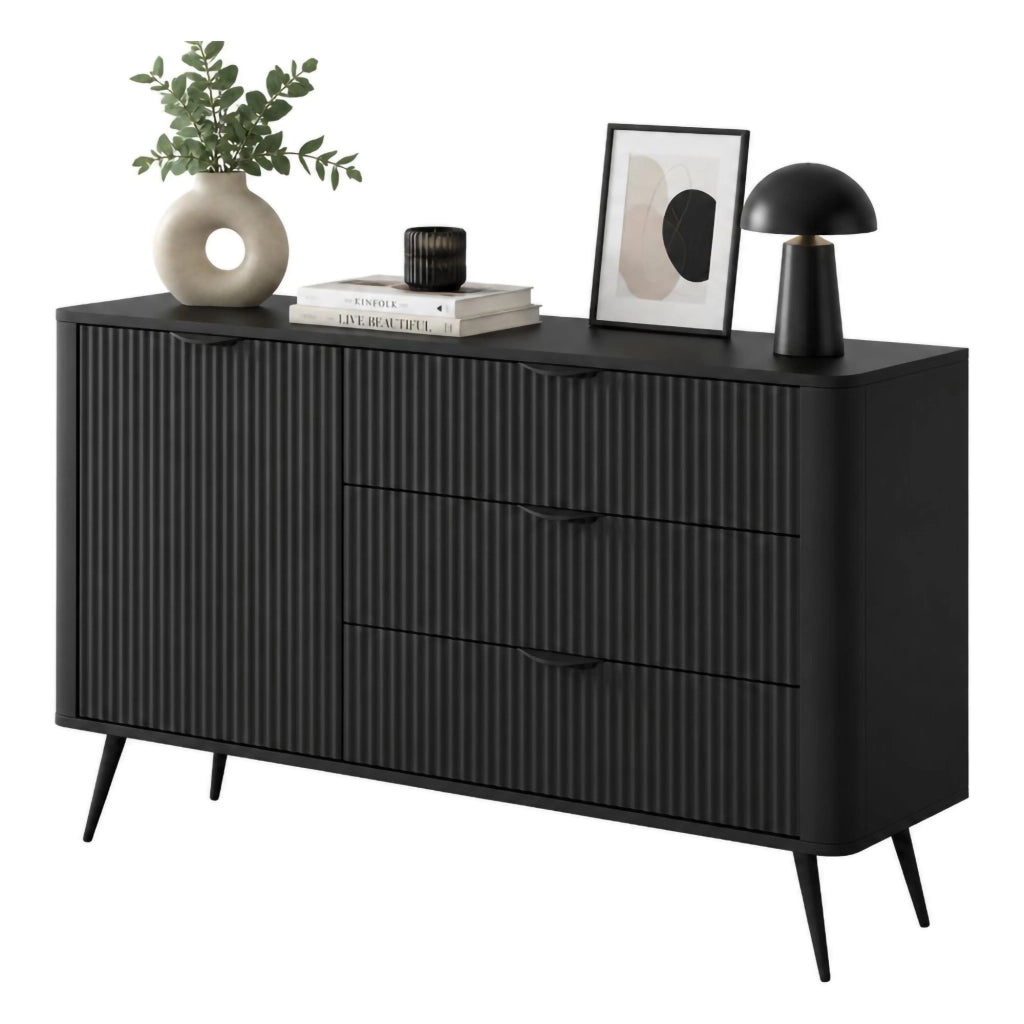 Madia Halilomo, Credenza 3 Cassetti, 138x38x81h cm Nero