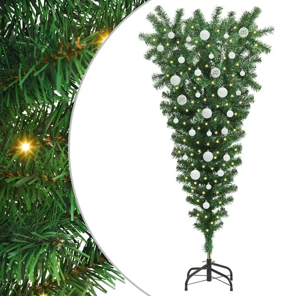 Albero di Natale artificiale pre-illuminato rovesciato con set di palline 3396854