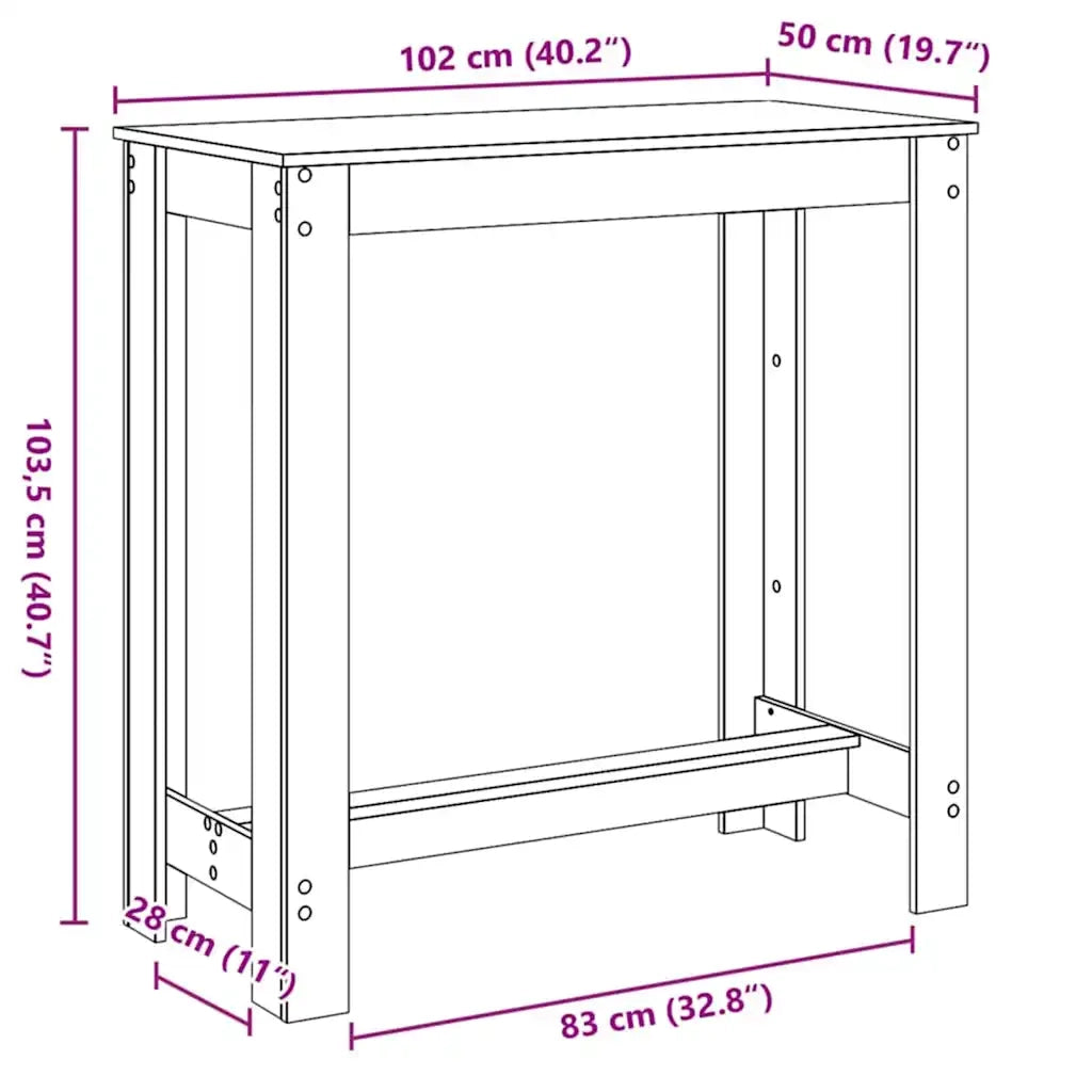Tavolo da bar Rovere Nero 102 x 50 x 103.5 cm Legno multistrato 868079