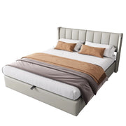 Letti contenitori 140x190 cm multifunzione; PU grigio (Senza materasso)