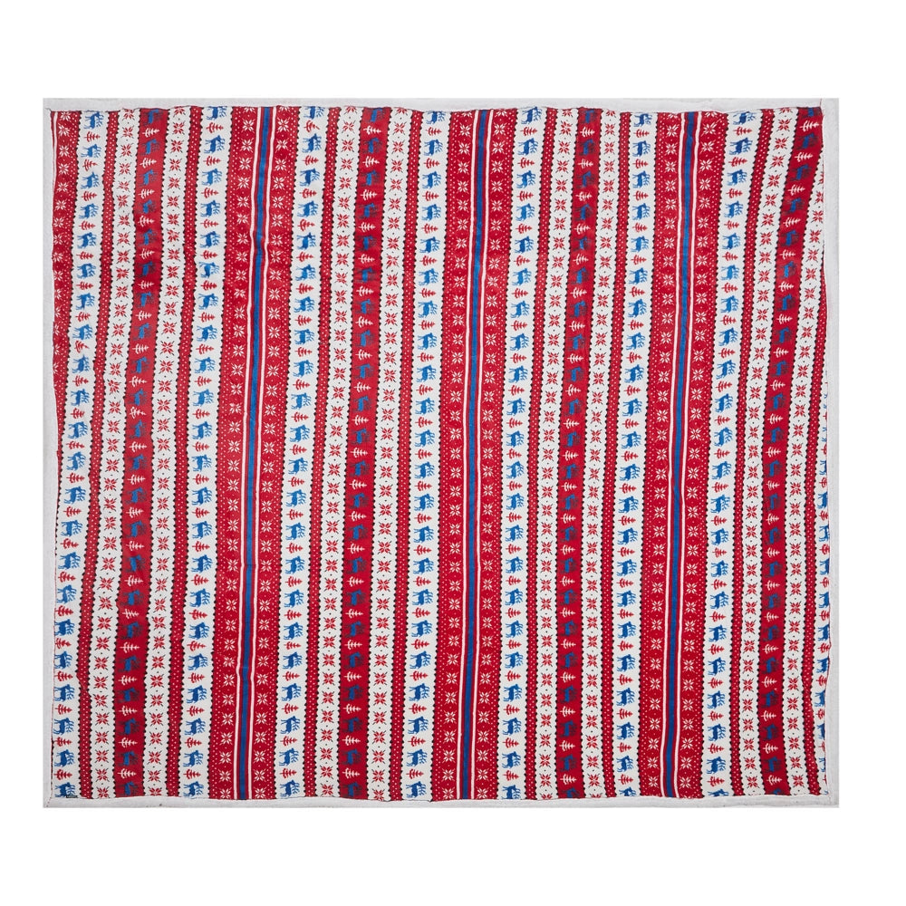 Coperta Plaid in Flanella Rossa e Blu 200 x 220 cm Invernale Stile Maglione Natalizio