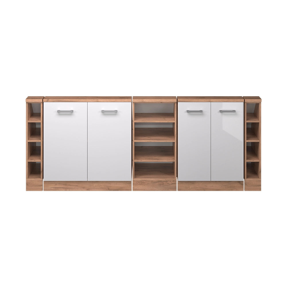 Vicco Mobile cucina sottotetto Bianco lucido/oro power oak 210 cm Set di 5