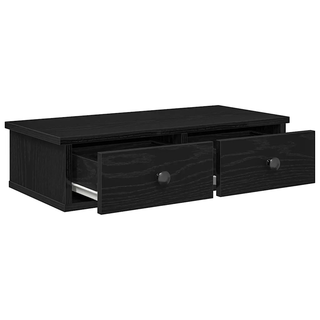 Scaffale a Parete con Cassetti Nero 60x28x15 cm in Truciolato 859942