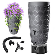 Serbatoio per acqua piovana KADAX, barile da 240 litri, contenitore, vaso da fiori, base per rubinetto, antracite