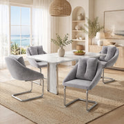 Set di 4 sedie in velluto grigio