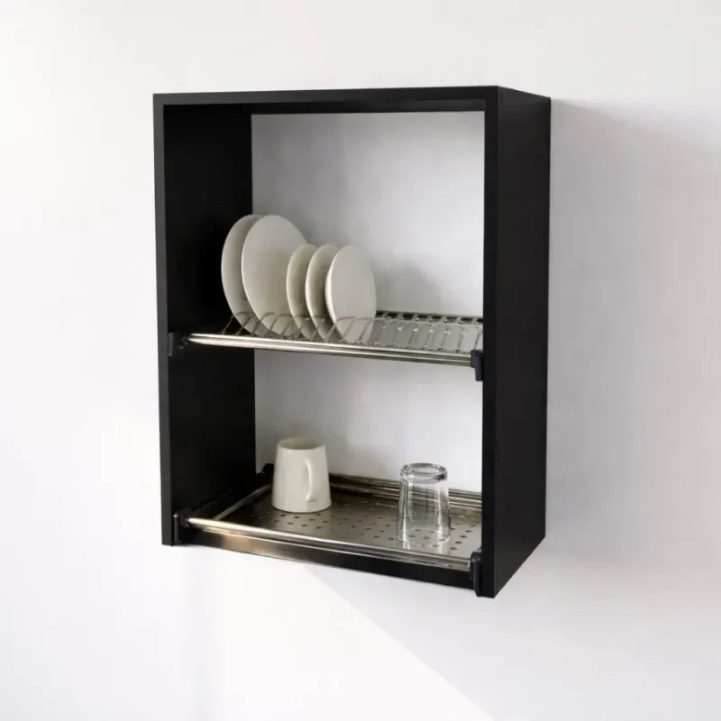 Pensile Scolapiatti H 72X L 60X P 33 Completo Di Scolapiatti In Acciaio Inox. Spedizione In Kit In Colore Nero