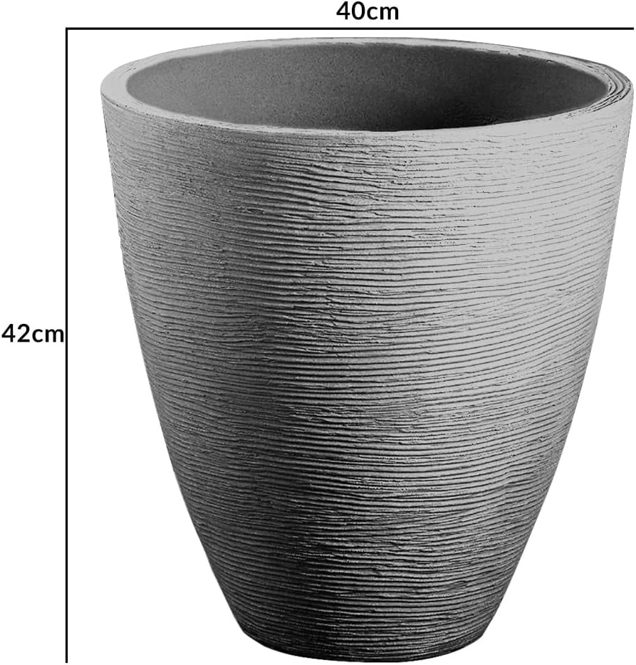 Deuba Fioriera 40 x 42cm 32 Litri Vaso per Fiori Piante Vasi da Esterno Giardino Resistente alle Intemperie Grigio