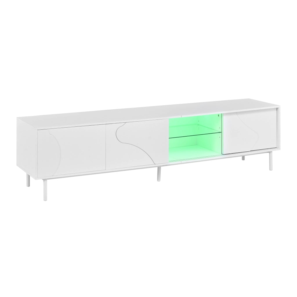 Mobile TV con 3 ante scorrevoli; LED e passacavi - soggiorno - 180×40×45 cm - bianco