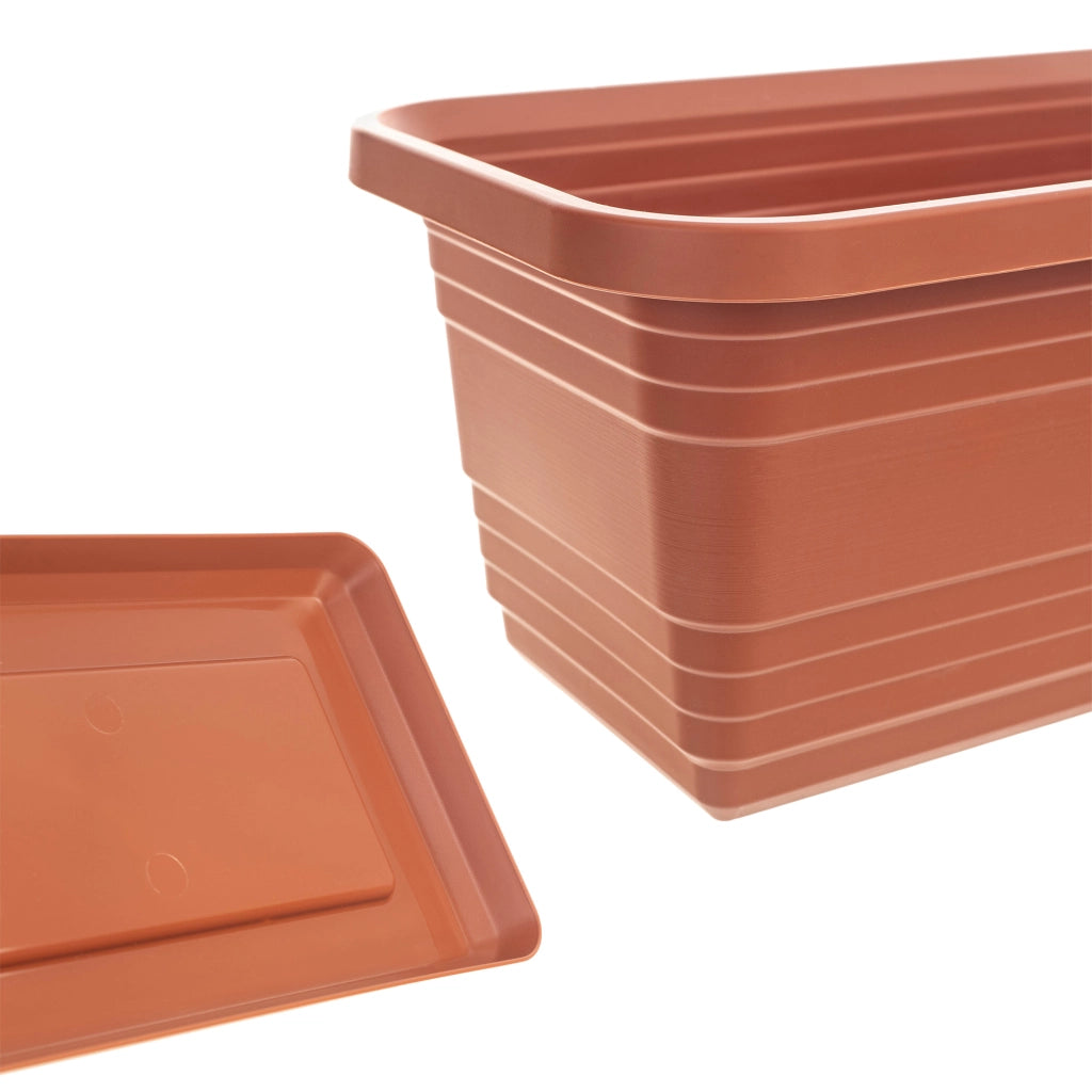 Vaso da fiori per balcone KADAX, 50 cm + sottovaso rosso mattone