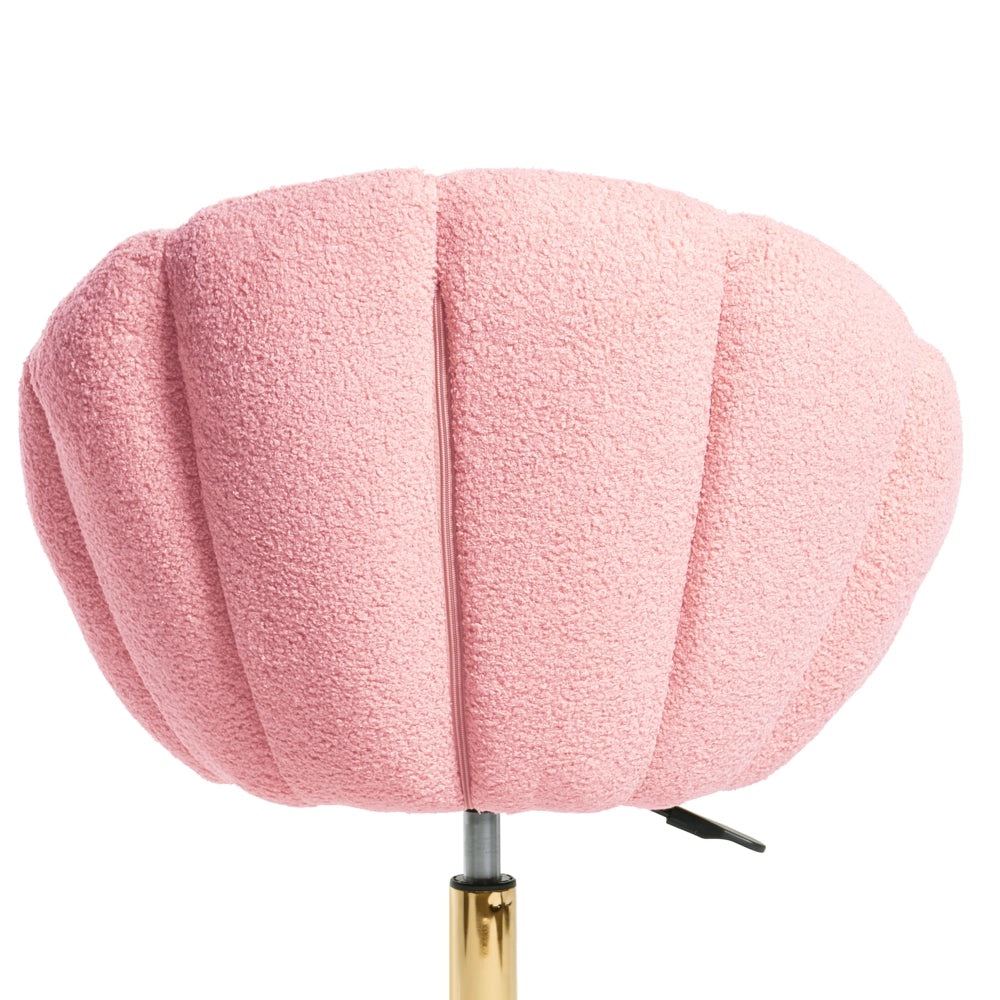 Elegante sedia da ufficio girevole in tessuto bouclè rosa con base regolabile in altezza Design moderno Home Office