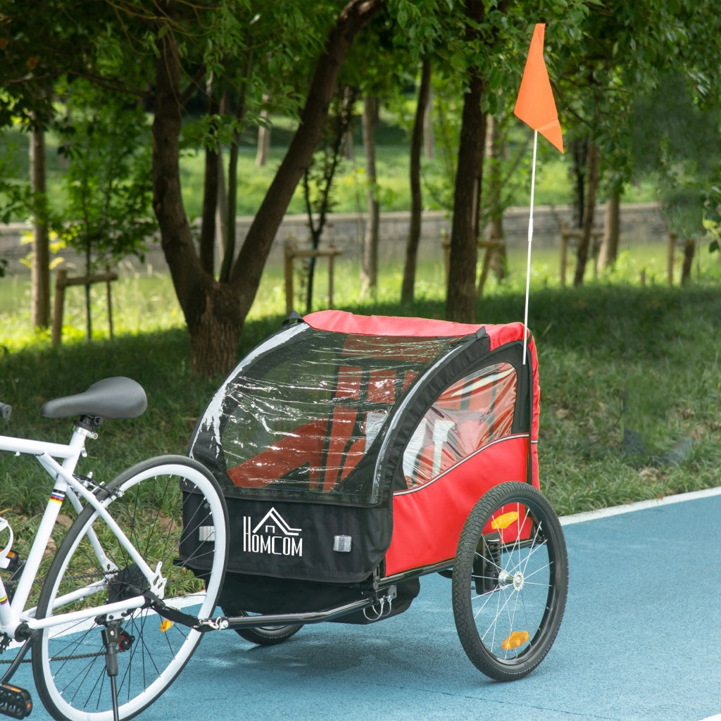 Rimorchio Bicicletta per Bambini +18 Mesi ¨C Xylo ¨C Sistema Ammortizzatori Cintura Sicurezza 140x88x90 cm Rosso