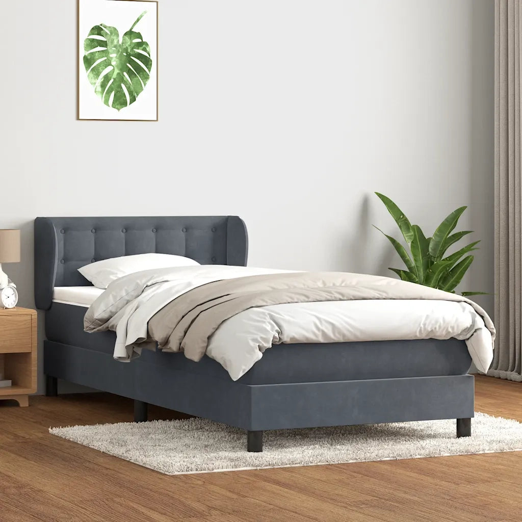 Giroletto a Molle con Materasso Grigio Scuro 80x210 cm Velluto 3317842