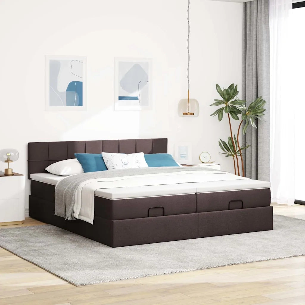 Struttura Letto Pouf con Materassi 200x200 cm in Tessuto 3312004