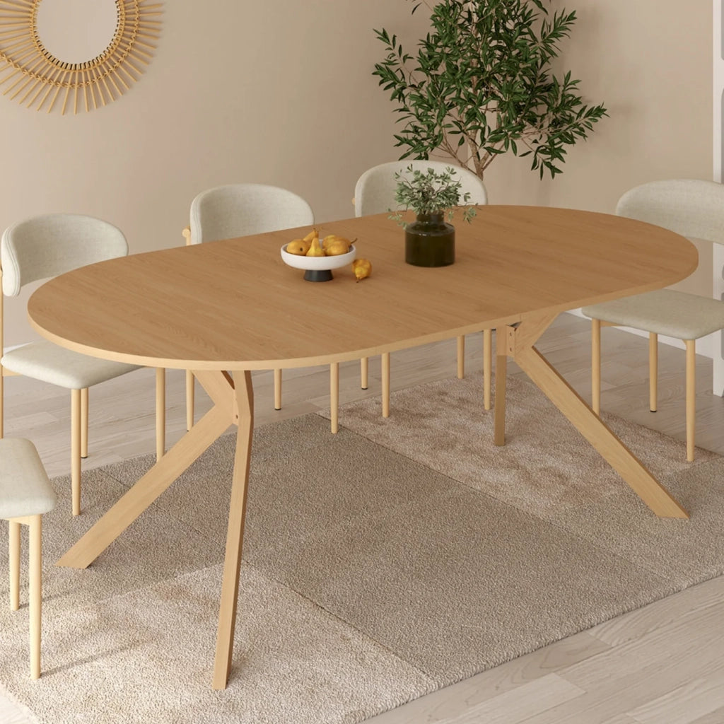 IDMarket - ALIX Tavolo da pranzo rotondo allungabile per 4-10 persone con gamba a ragno effetto faggio 110-200 cm