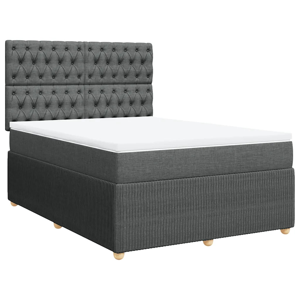 Giroletto a Molle con Materasso Grigio Scuro 140x190 cm Tessuto