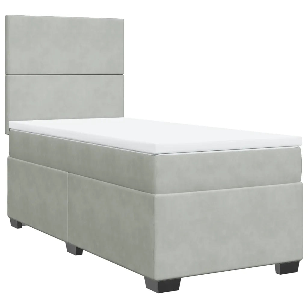 Giroletto a Molle con Materasso Grigio Chiaro 100x200cm Velluto