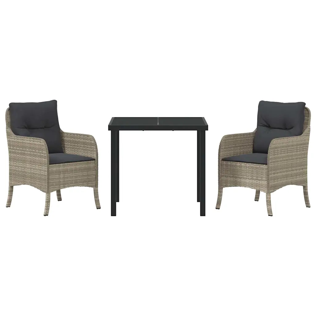 Set da Pranzo per Giardino 3 pcs Grigio chiaro polyrattan 3380183