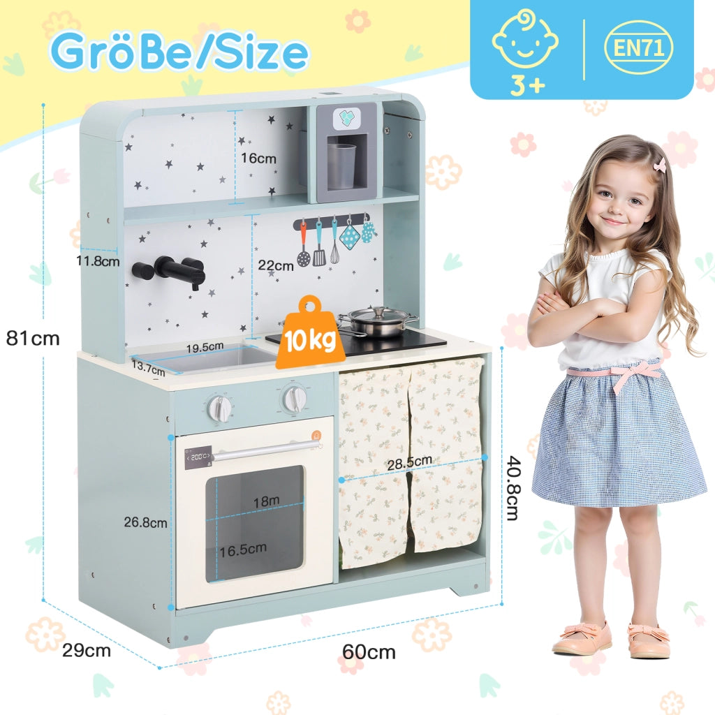 Cucina giocattolo per bambini ¨C Minimal ¨C Legno e plastica blu 29x60x81cm