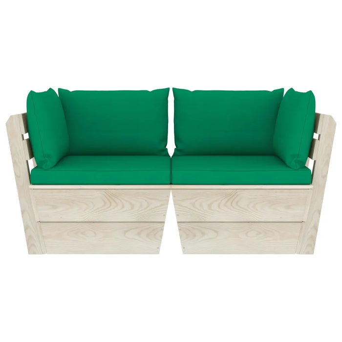 Divano da Giardino a 2 Posti su Pallet con Cuscini Legno Abete cod mxl 42340