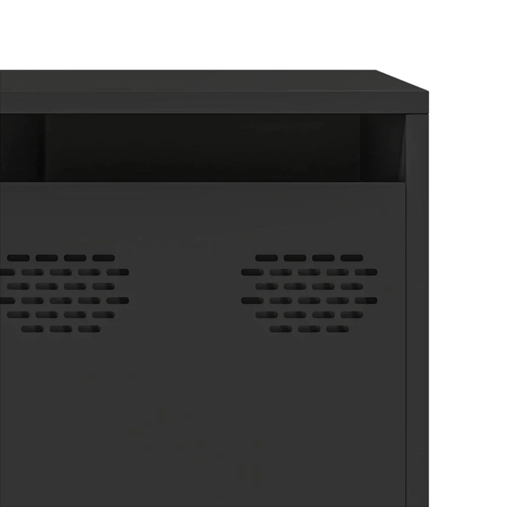 Mobile porta TV contemporaneo con ampio spazio contenitivo per soggiorno 202 x 39 x 43 cm realizzato in acciaio laminato a freddo nero 02_0055632