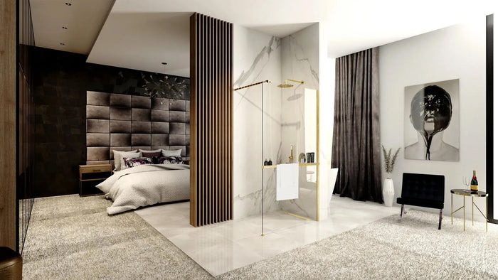 Parete Doccia Rea Aero Gold Brush N 110 Walk In + Evo