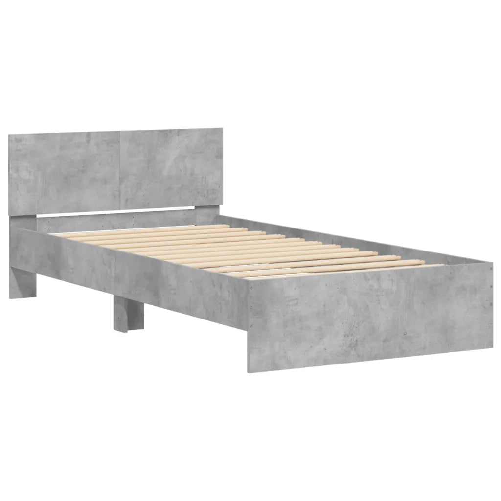 Giroletto con Testiera e LED Grigio Cemento 100x200 cm 838802