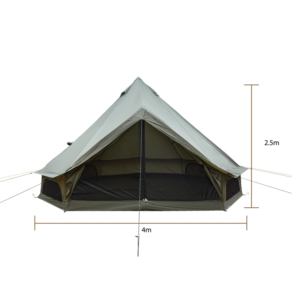 Tenda da campeggio a campana per 4-8 persone in poliestere verde scuro 400 × 400 × 250 cm