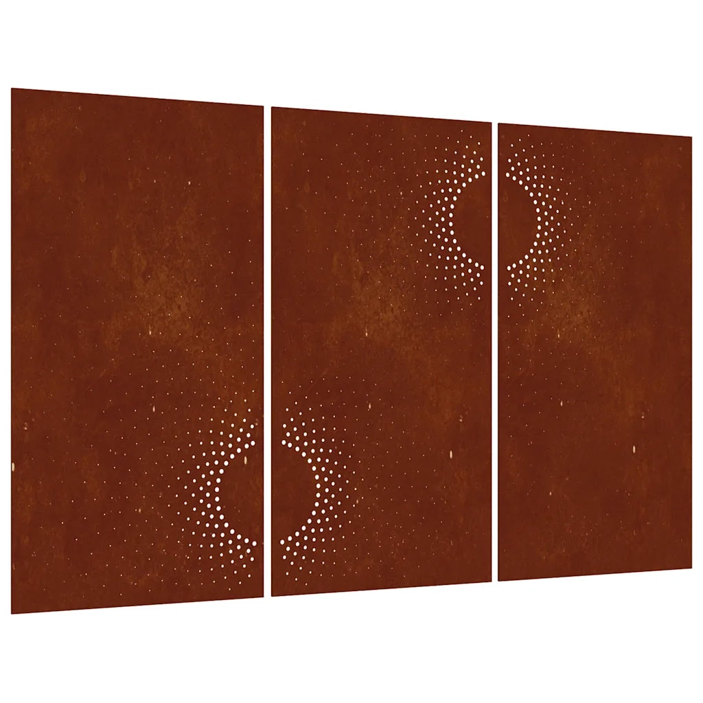 Decorazioni Muro da Giardino 3 pz 105x55 cm Sole Acciaio Corten CFW9829765