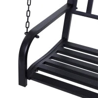 Dondolo Sospeso da Giardino con 2 Posti, Romantica Panchina in Metallo Nero per Esterni, 127 x 60 x 47cm