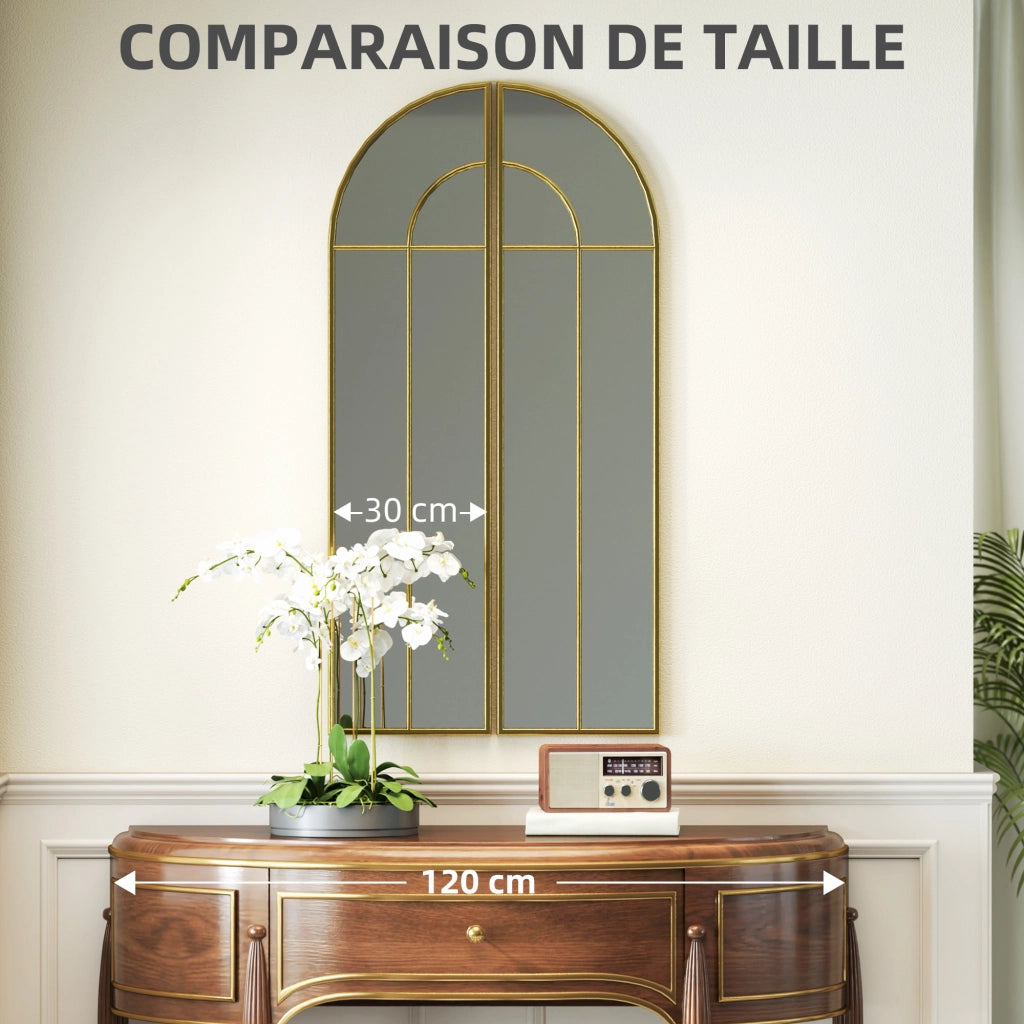 Specchio da Parete con Cornice in Metallo ¨C zephmum ¨C Dorato 30x120 cm